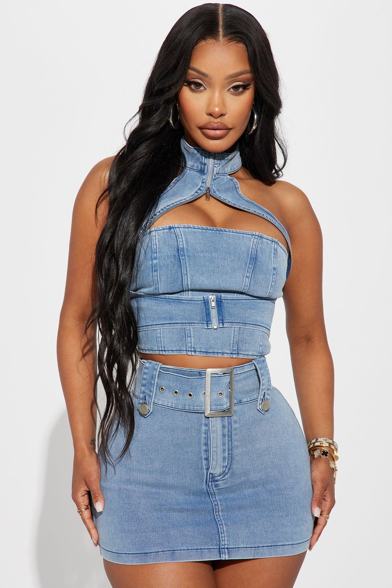 Let Me Adore You Skort Set - Light Wash Product Image