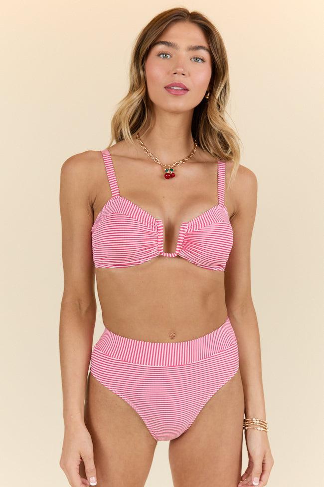 Tide and True Red Stripe Split-U Bikini Top SALE Product Image