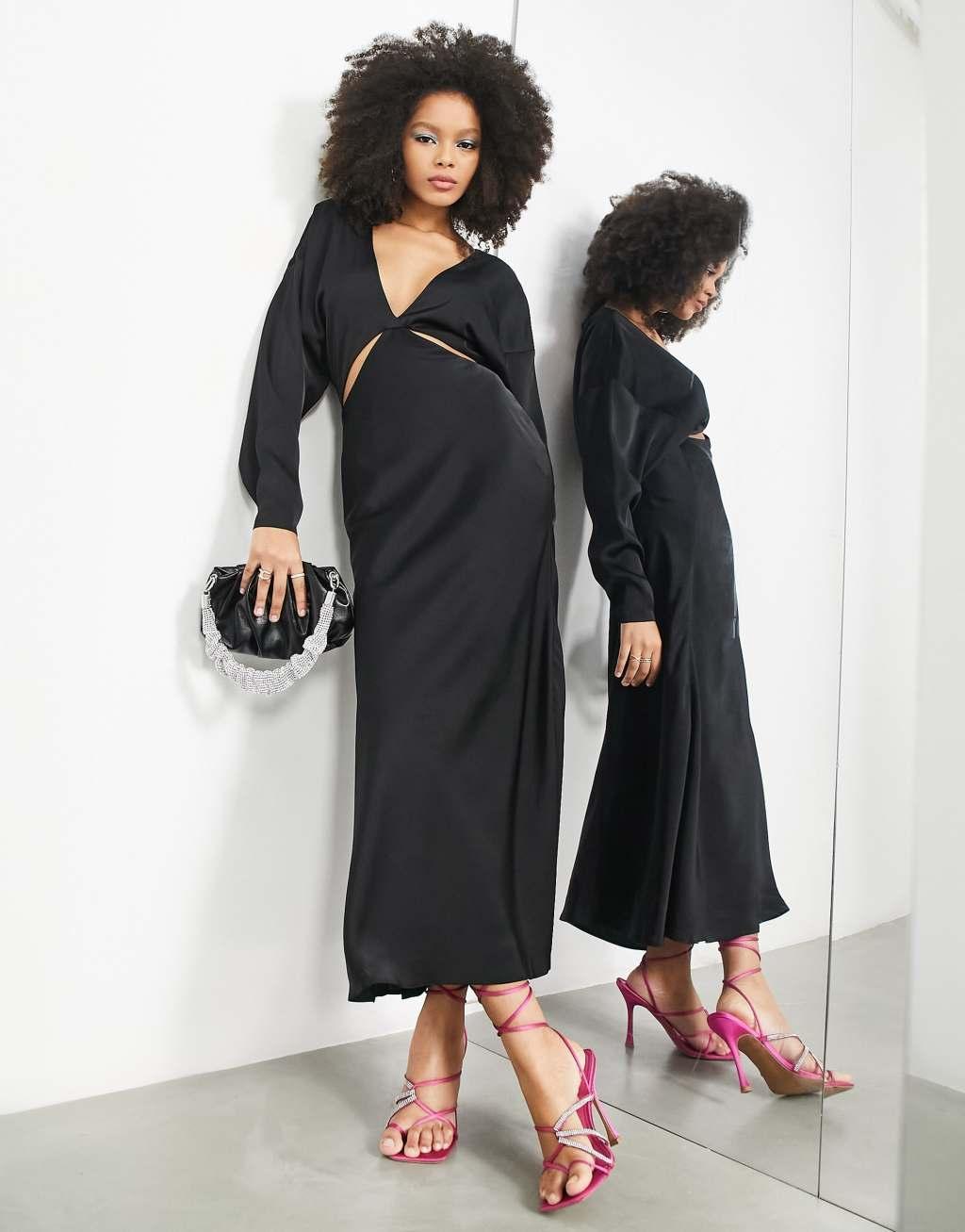 ASOS EDITION satin maxi dress with cut out detail Product Image