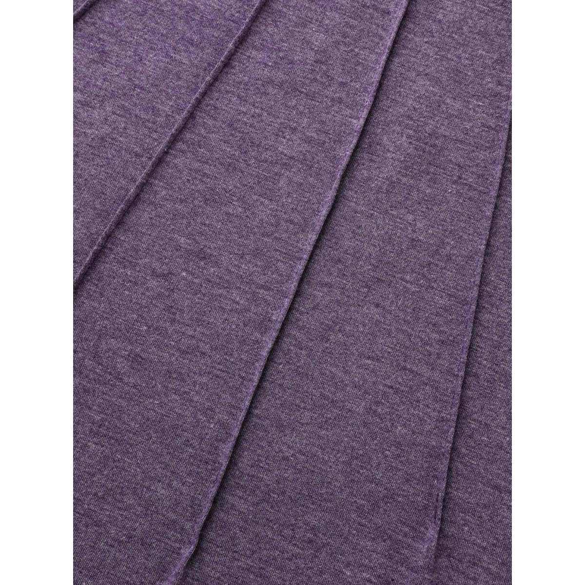 Plus Size Lace Patchwork Pleated Raglan Sleeve T-shirt Eggplant Women Casual Pleated Round Neck Everyday T-shirts BloomChic 14-16/1X Product Image