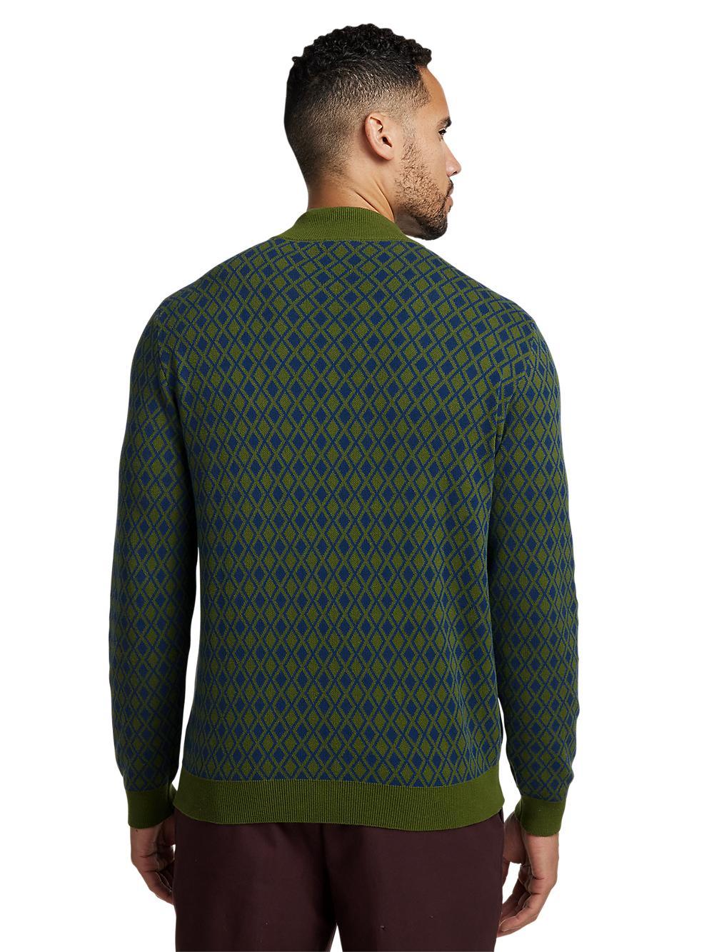 Cotton Quarter Zip Mock Neck Sweater - Olive Product Image