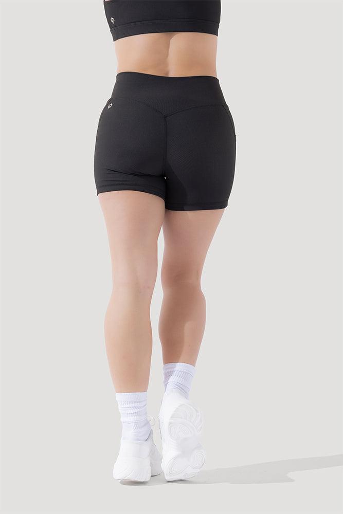 Crisscross Hourglass® Midi Shorts with Pockets (Ribbed) - Dark Charcoal Product Image