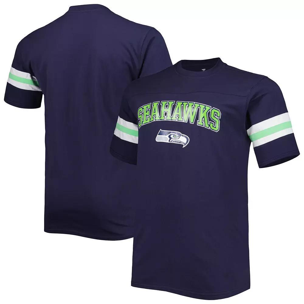 Men's College Navy Seattle Seahawks Arm Stripe T-Shirt, Size: 3XB, Blue Product Image