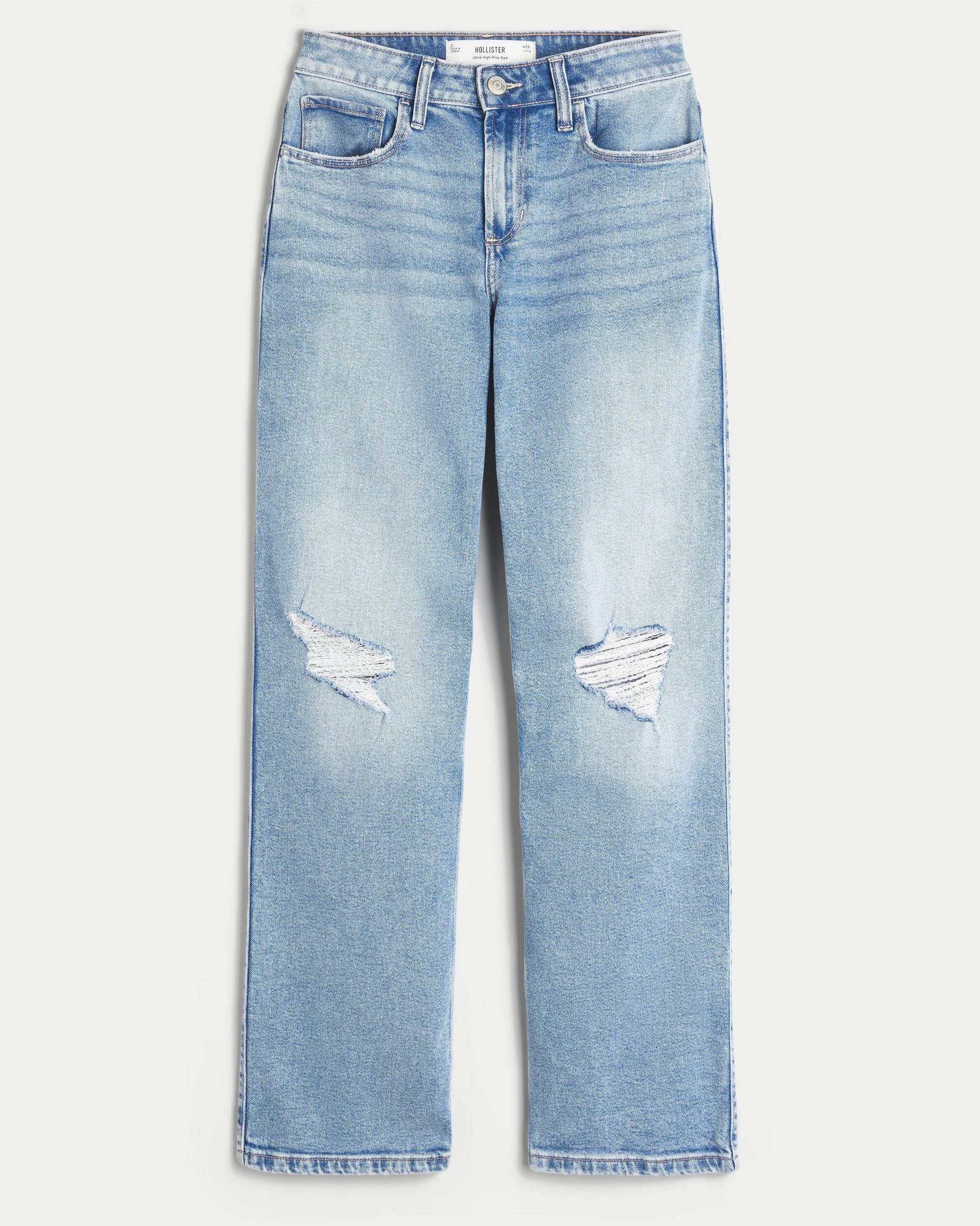 High-Rise Ripped Medium Wash Dad Jeans Product Image