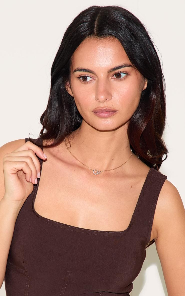 Real Gold Plated Paved Circle Link Necklace Product Image