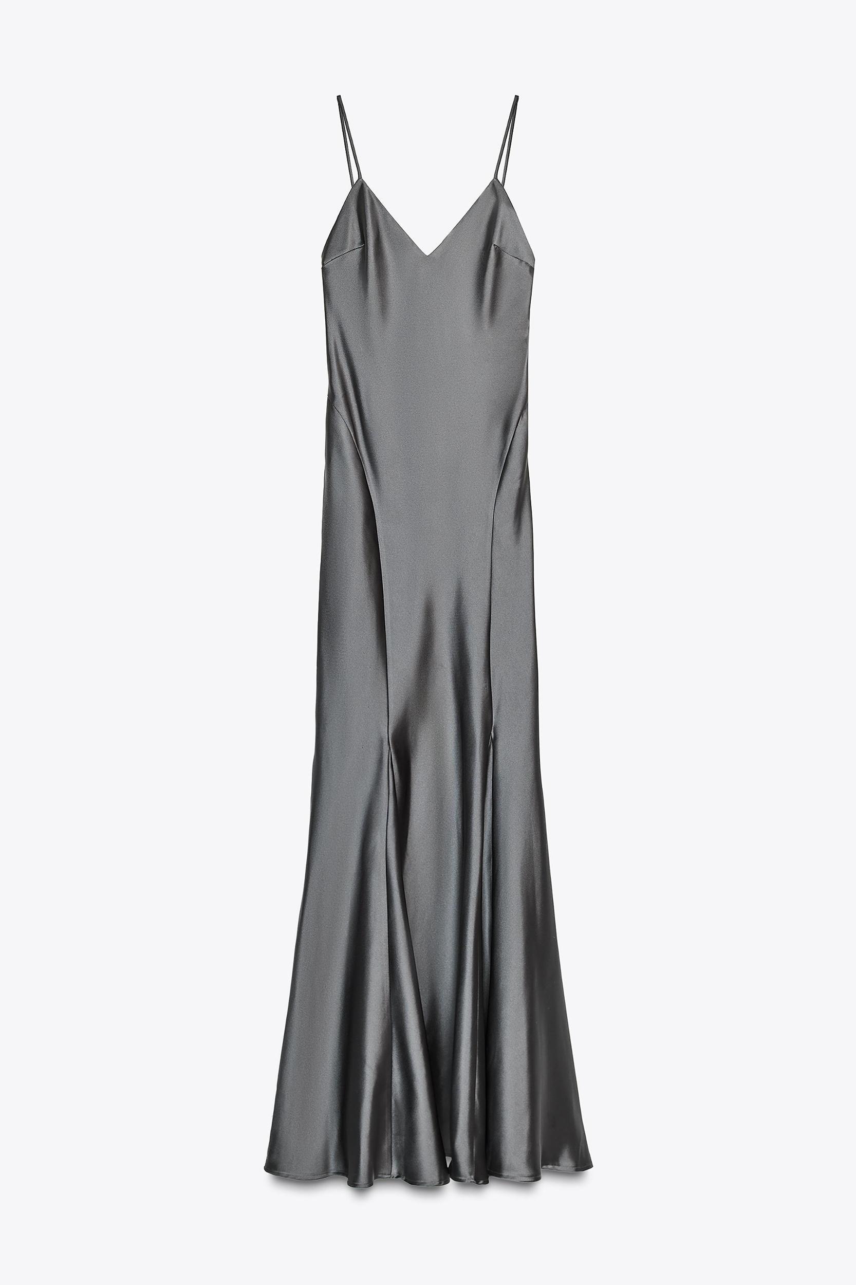 SATIN EFFECT LONG DRESS Product Image