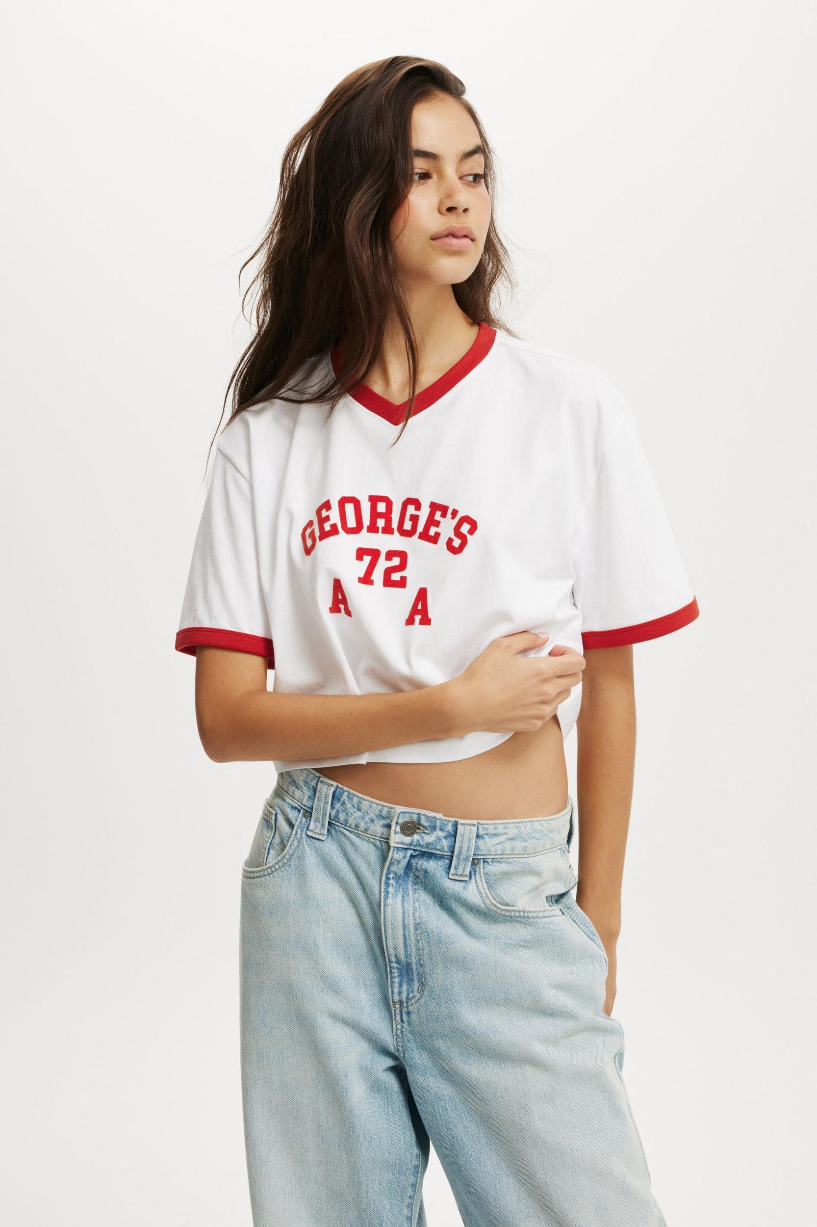 Cotton On Women - V Neck Boxy Crop Graphic Tee - Georges 72/white Product Image