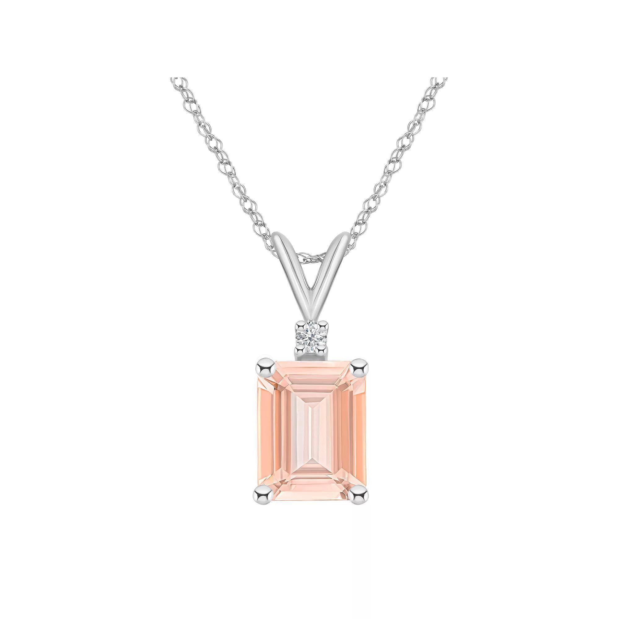 Celebration Gems 14k White Gold Gemstone & Diamond Accent Pendant Necklace, Women's, Size: 18", Morganite Product Image