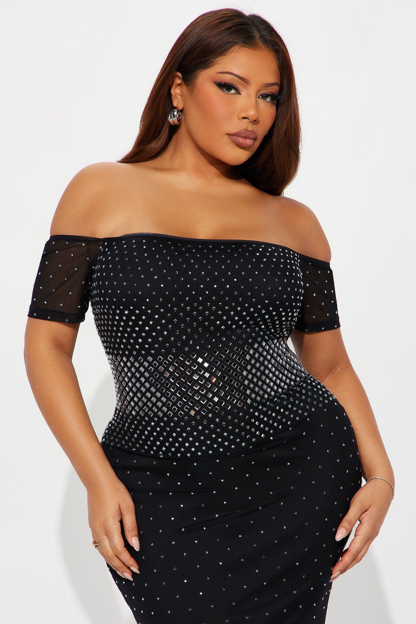 Alaia Rhinestone Mesh Maxi Dress - Black Female Product Image