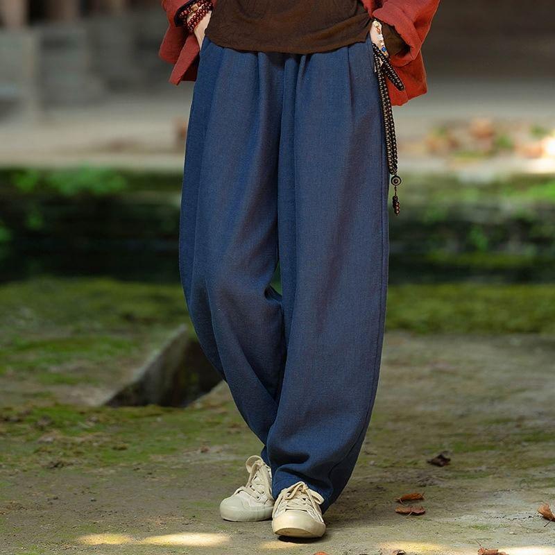 High Rise Fleece-Lined Harem Pants Product Image