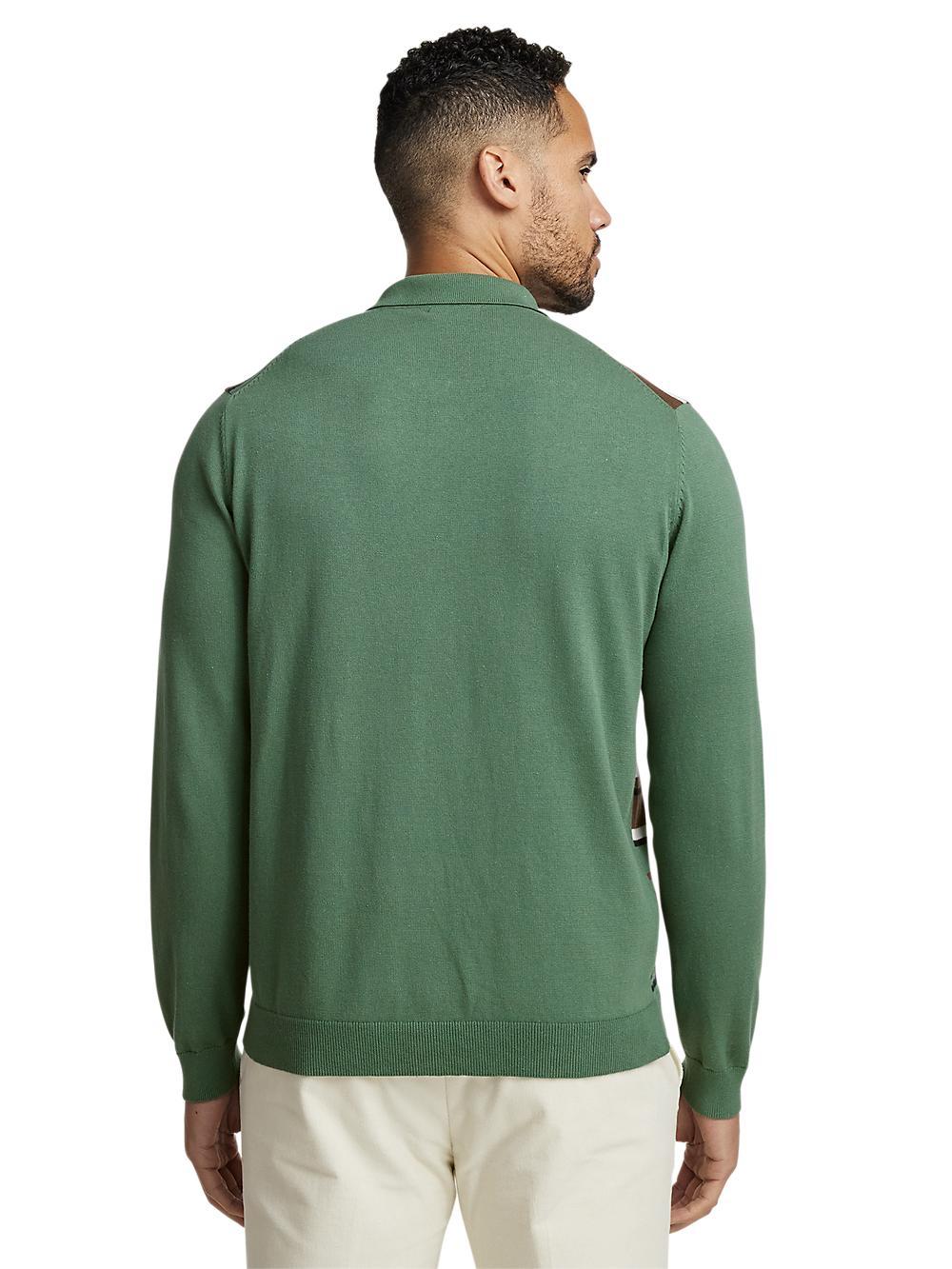 Cotton Full Zip Polo - Olive Product Image