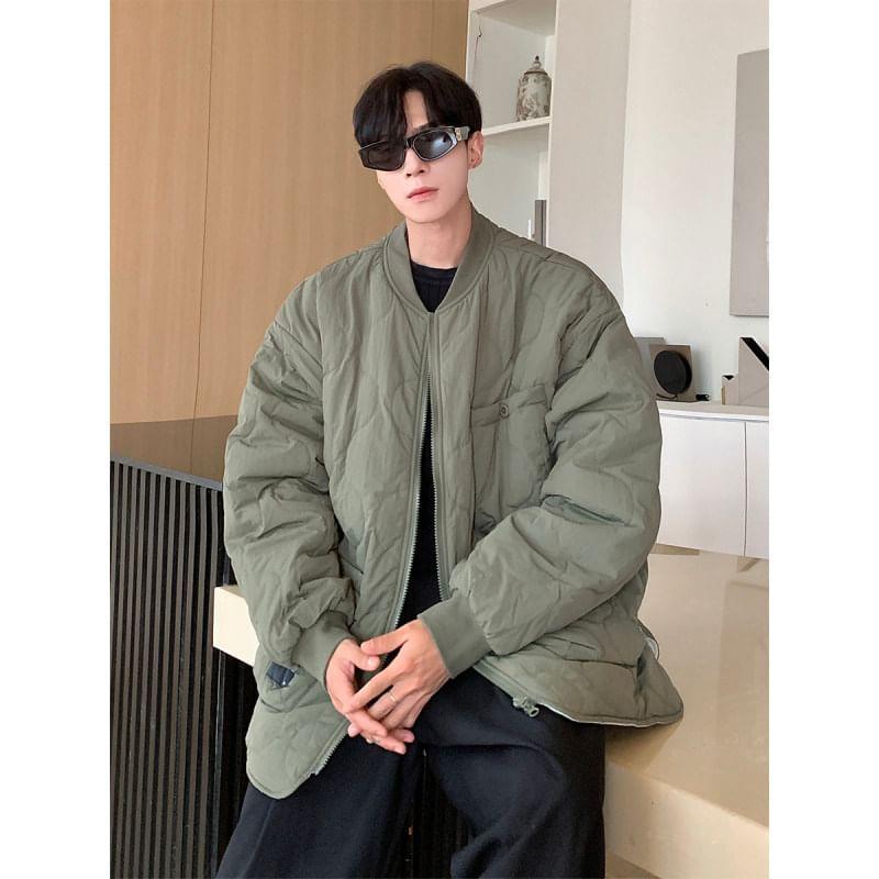 Quilted Plain Zip-Up Jacket Product Image