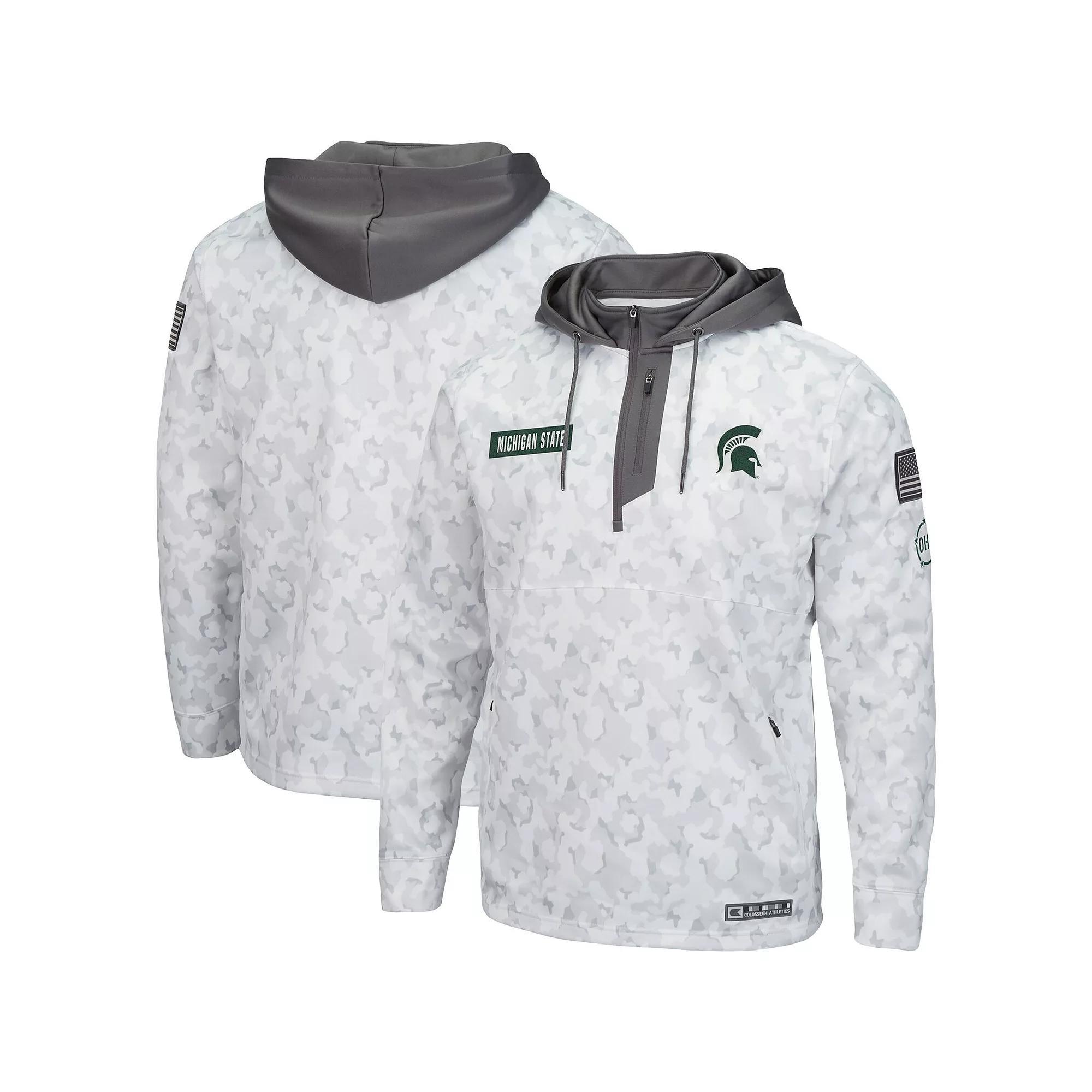 Men's Colosseum Arctic Camo Michigan State Spartans OHT Military Appreciation Quarter-Zip Hoodie, Size: Small, Team Product Image