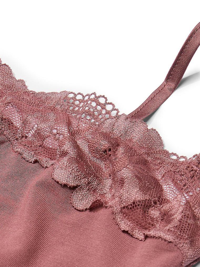 Modal Soft & Lace Trim Straight-Neck Slip Dress Product Image