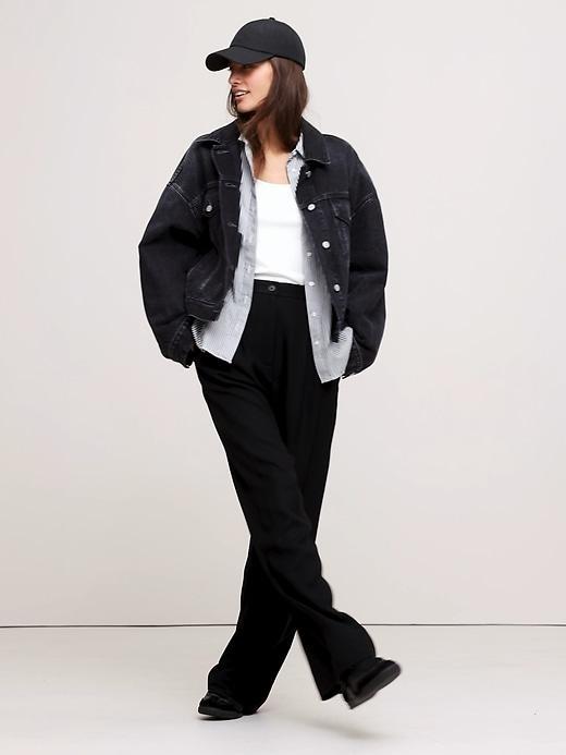 Soho High-Rise Wide-Leg Italian Wool Pant Product Image