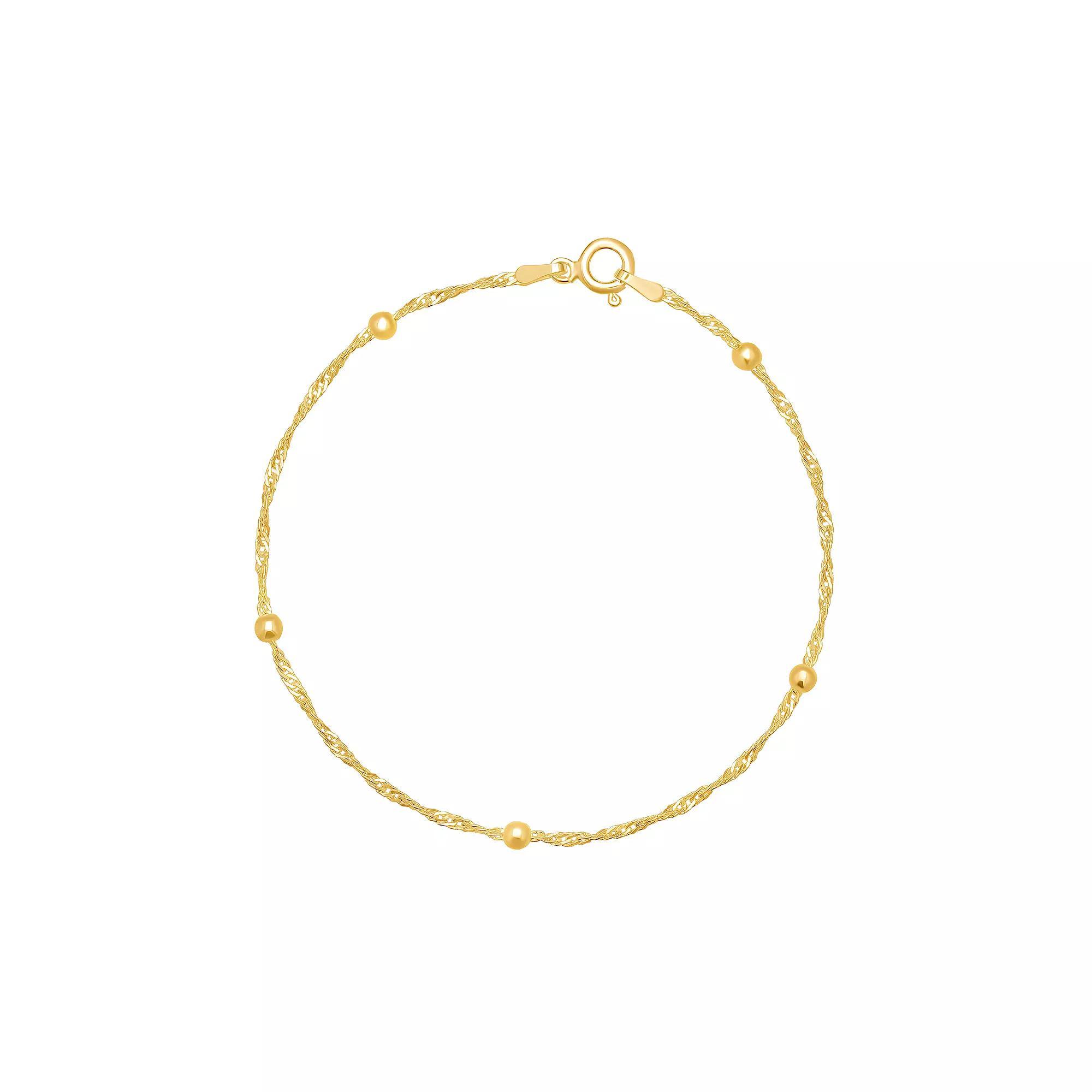 PRIMROSE 18k Gold Over Silver Beaded Chain Bracelet, Women's, Size: 7.5", Gold Over Sterling Product Image