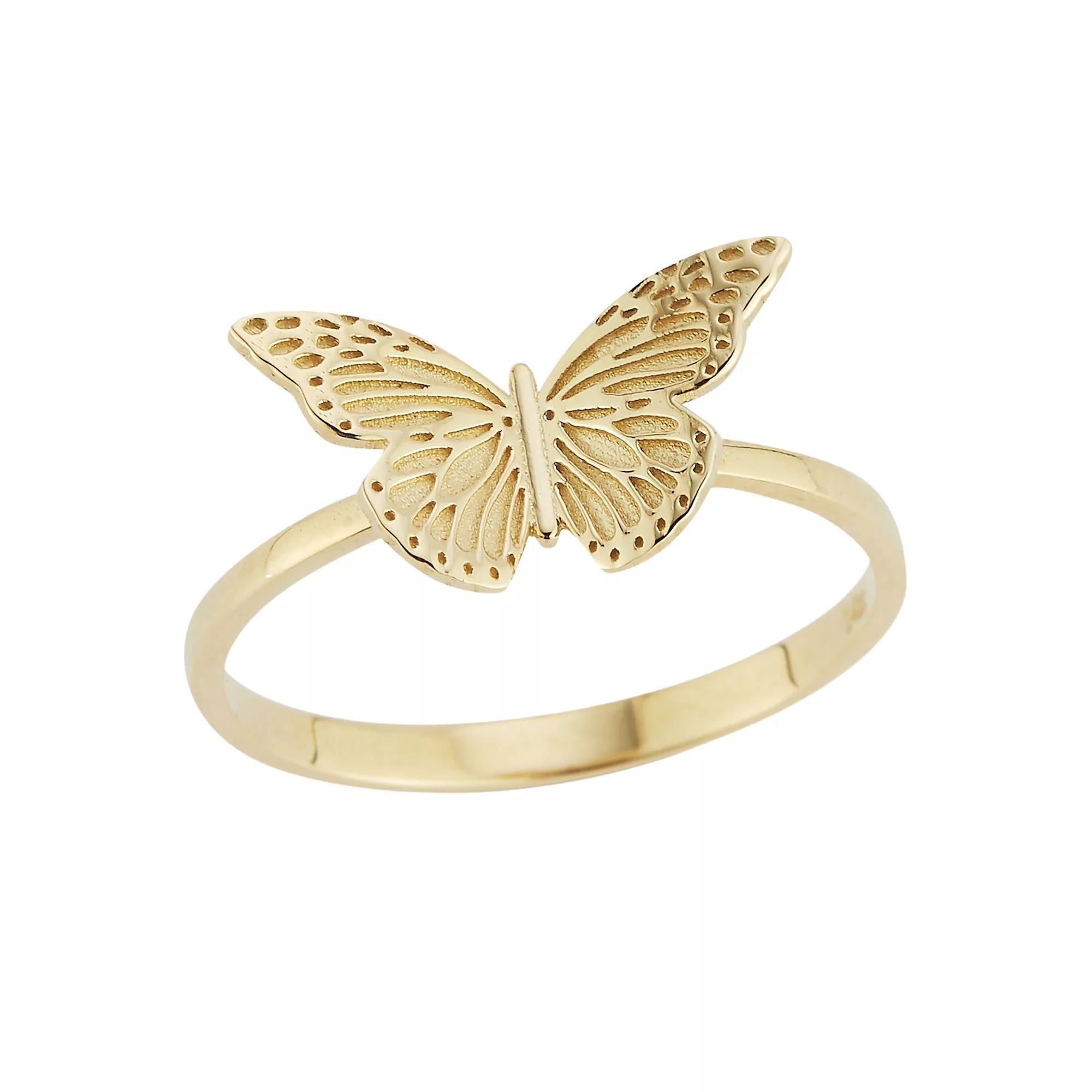 LUMINOR GOLD 14k Gold Textured Butterfly Ring, Women's, Size: 8, Yellow Product Image