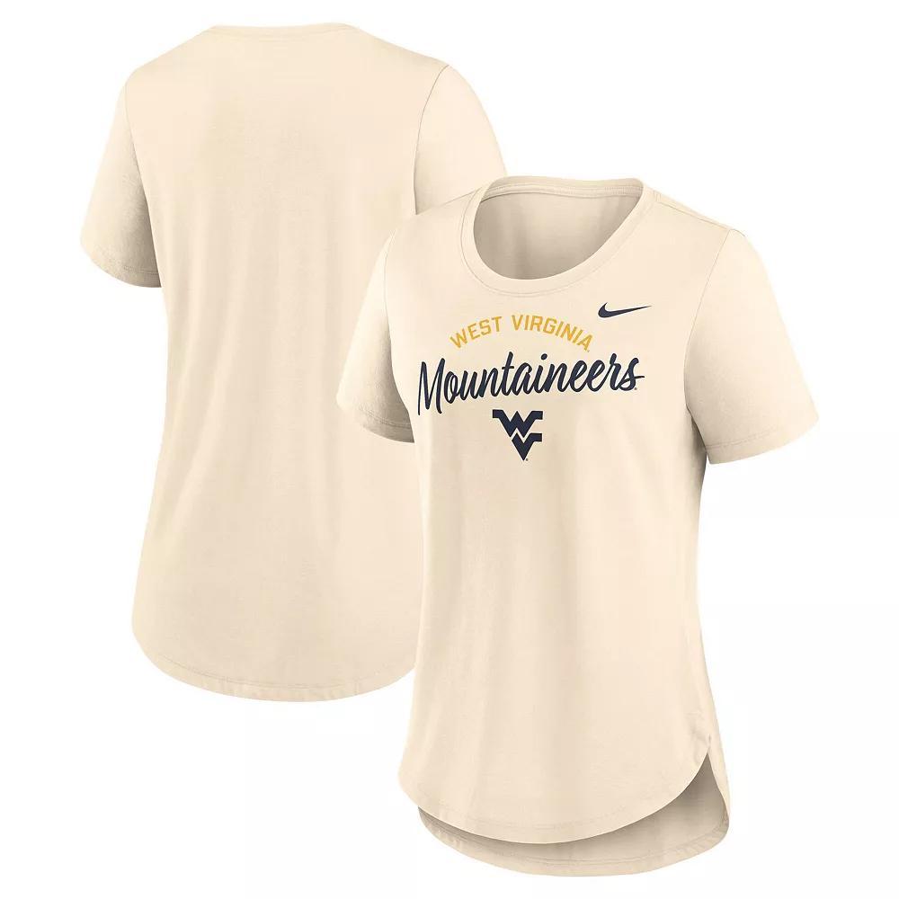 Women's Nike Cream West Virginia Mountaineers Script Logo Tri-Blend T-Shirt, Size: Large, Beige Product Image