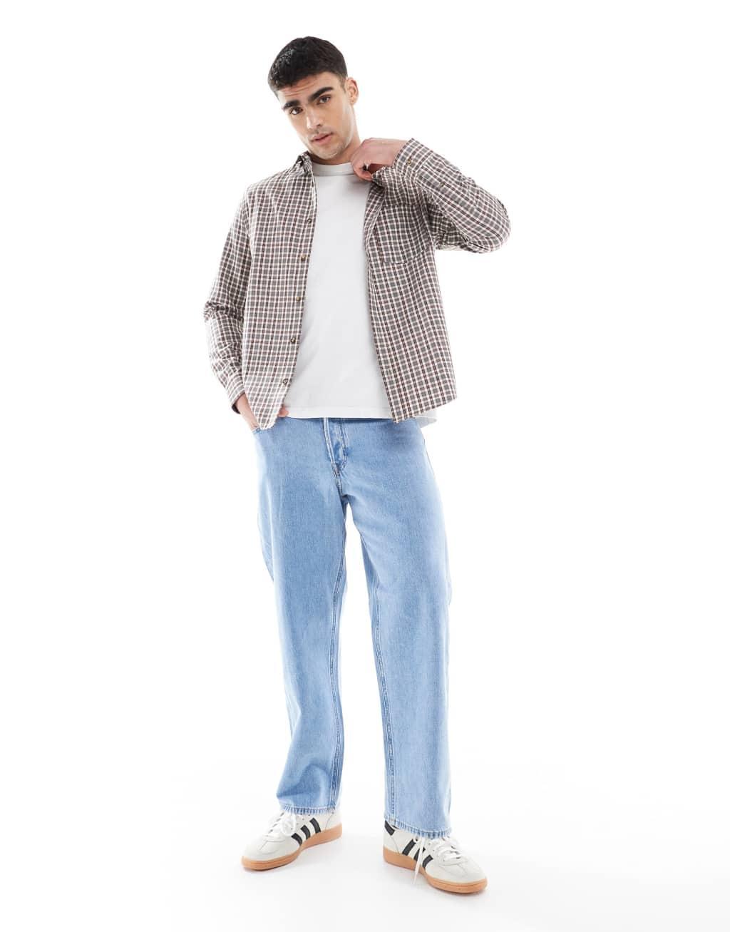 ASOS DESIGN regular shirt in gray check Product Image