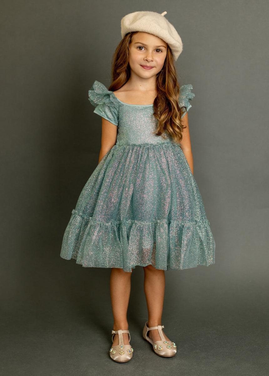 Andria Dress in Smokey Teal Girls Product Image