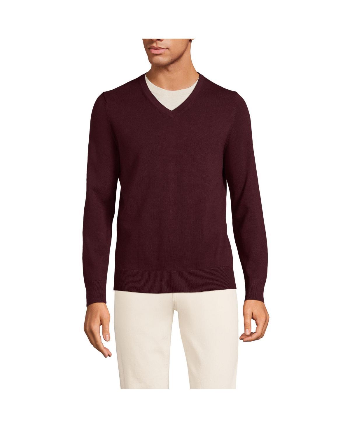 Men's Lands' End Fine Gauge Cotton V-Neck Sweater, Size: Small, Radiant Blue Product Image