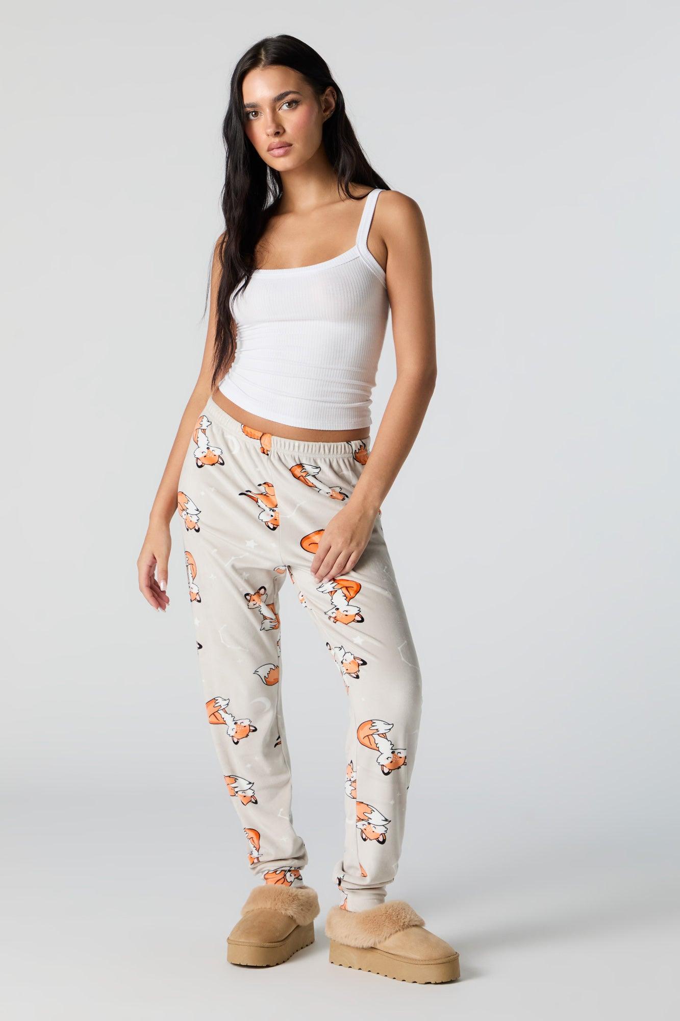 Printed Velour Pajama Jogger Female Product Image