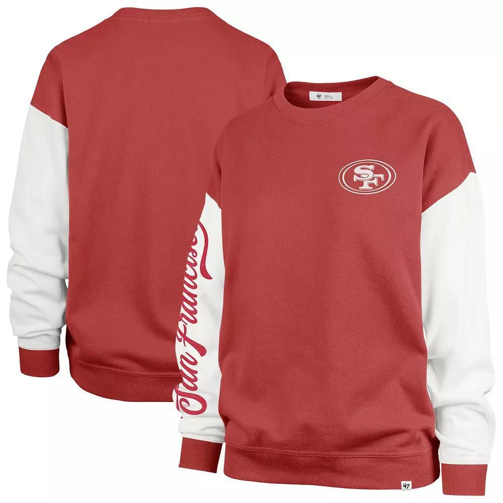 Women's '47  Scarlet San Francisco 49ers Double Header Rise Andie Pullover Sweatshirt, Size: XL, Red Product Image