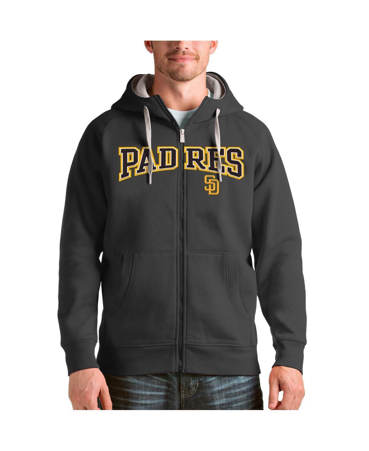 Antigua Mens Charcoal Los Angeles Dodgers Team Logo Victory Full-Zip Hoodie Product Image