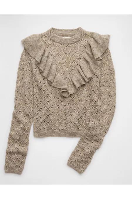 AE Wispy-Knit High Neck Ruffle Sweater Women's Product Image