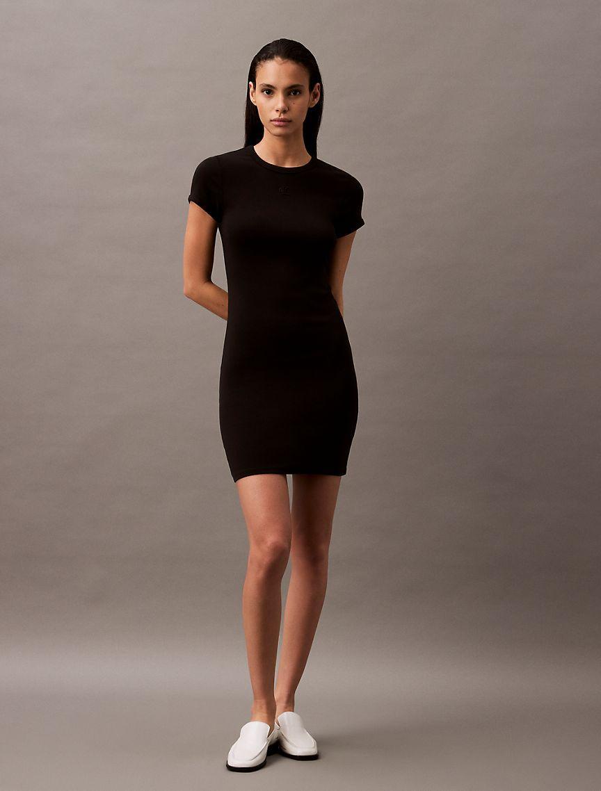 Cotton Contour Rib Monogram Logo Mini Dress Product Image