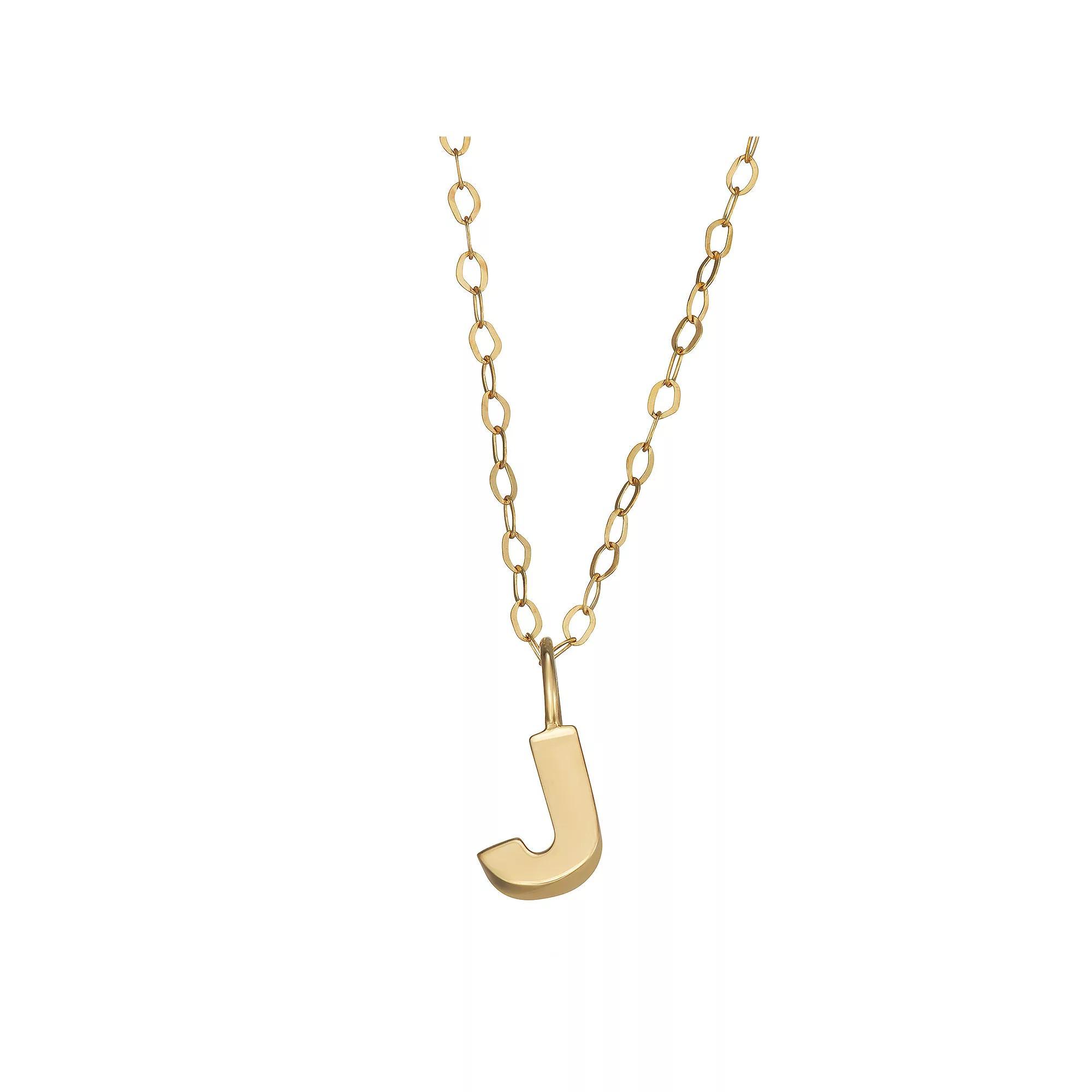 10K Gold Initial Pendant on 14K Gold Filled Chain, Womens Product Image