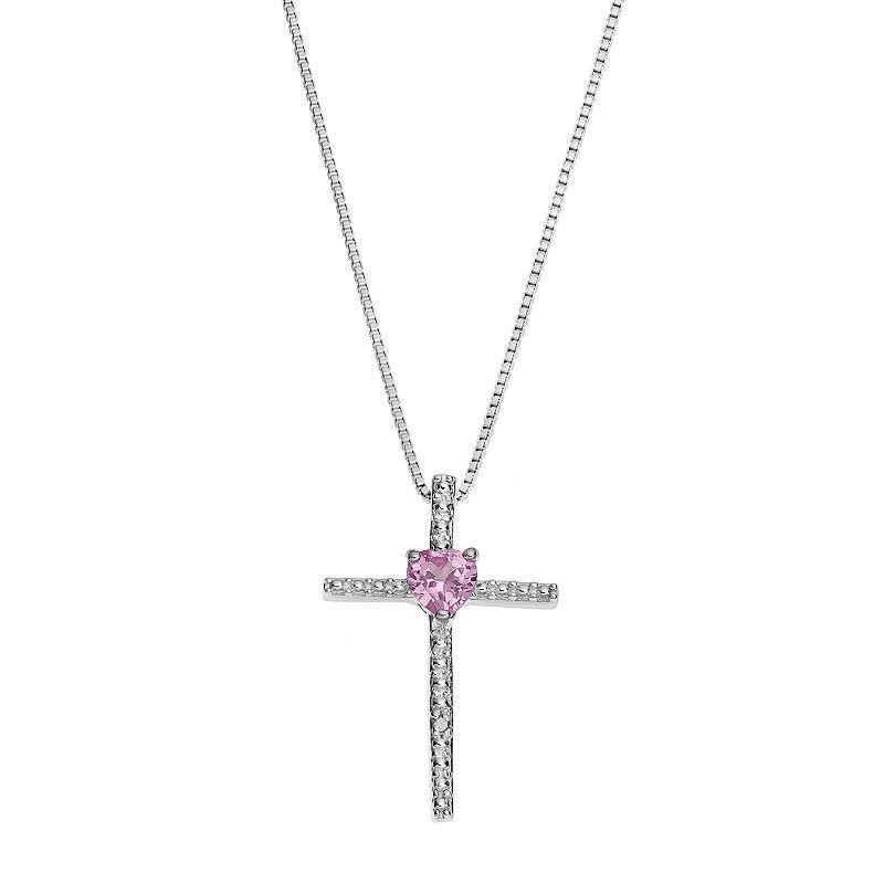 Gemminded Sterling Silver Blue Topaz Cross Pendant Necklace, Women's, Size: 18" Product Image