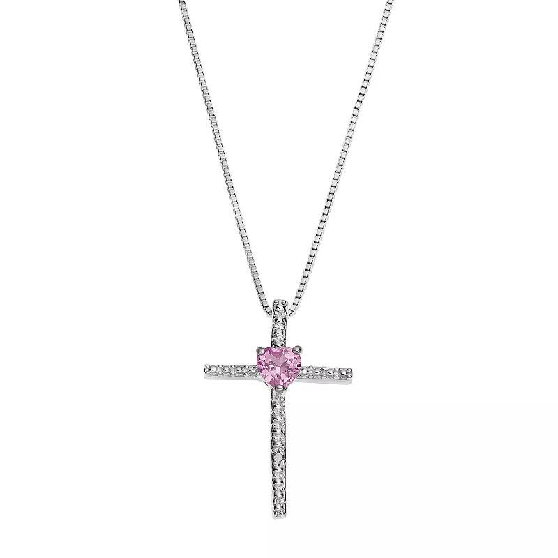 Gemminded Sterling Silver Blue Topaz Cross Pendant Necklace, Women's, Size: 18" Product Image