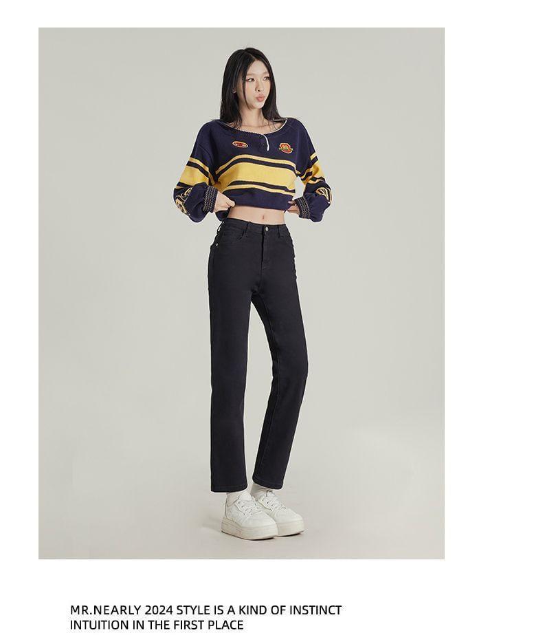 Low Rise Cropped Straight Leg Jeans (Various Designs) Product Image