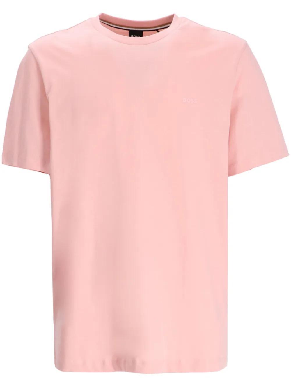 HUGO BOSS Logo-rubberised Cotton T-shirt In Pink Product Image