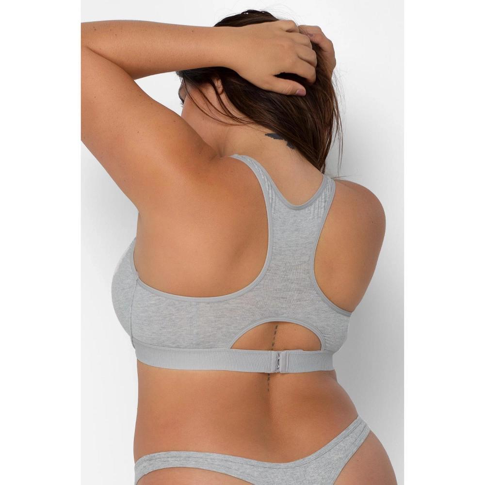 Smart & Sexy Women's Comfort Cotton Front & Back Close Racerback Bra Light Grey Hether 34B Product Image