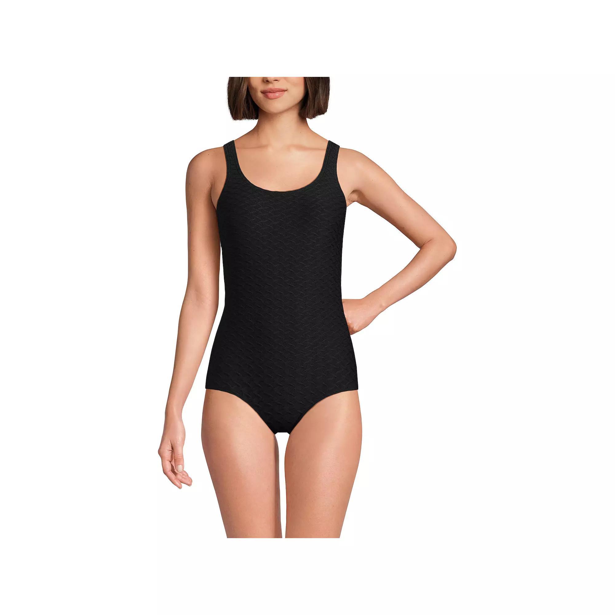 Women's Lands' End Scoop Neck Tugless One-Piece Swimsuit, Size: 2, Electric Blue Product Image