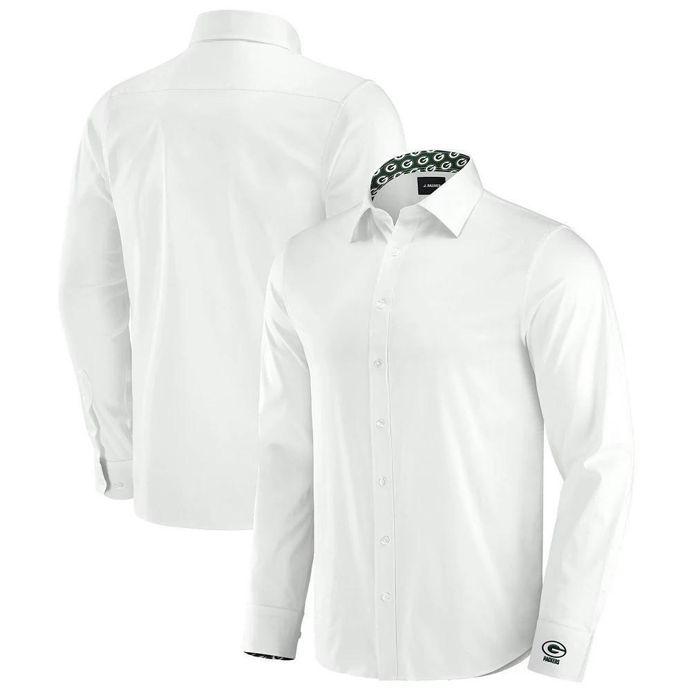 Men's J. Palmer White Green Bay Packers Man-In-Motion Long Sleeve Button-Up Dress Shirt, Size: XL Product Image