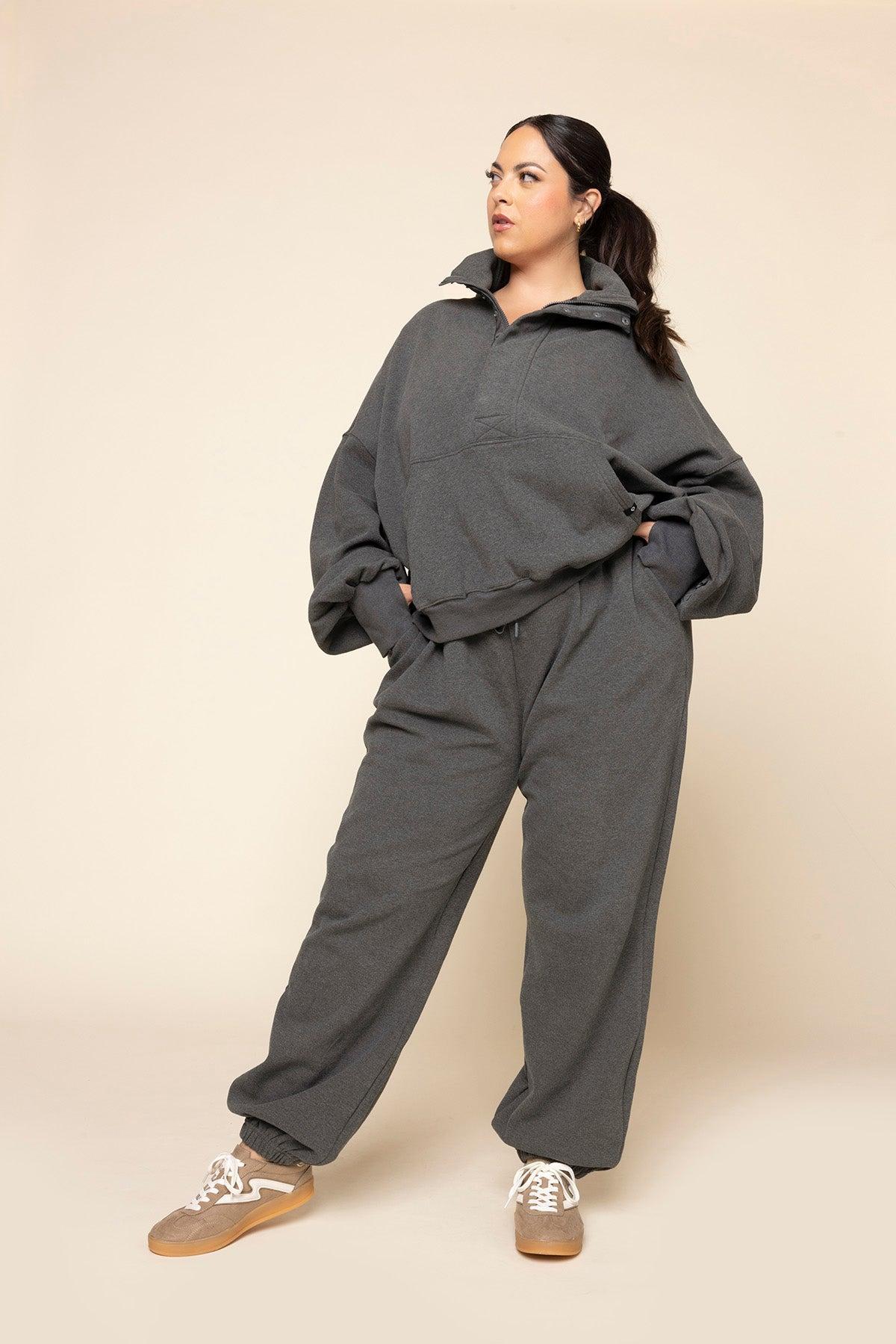 Ooey Gooey Half Zip Sweater - Charcoal Heather Product Image