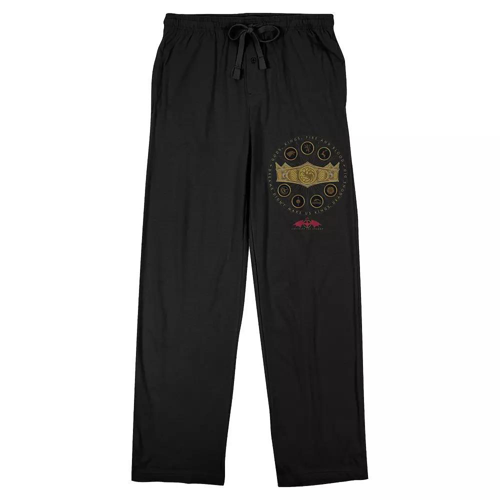 Men's House of Dragon Gold Dragon Wings Sleep Pants, Size: XXL, Black Product Image