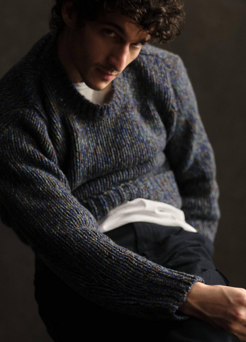 Mens Homespun Marled Crew Neck Sweater, Medium Heather Grey Combo, Size XL Vince Product Image