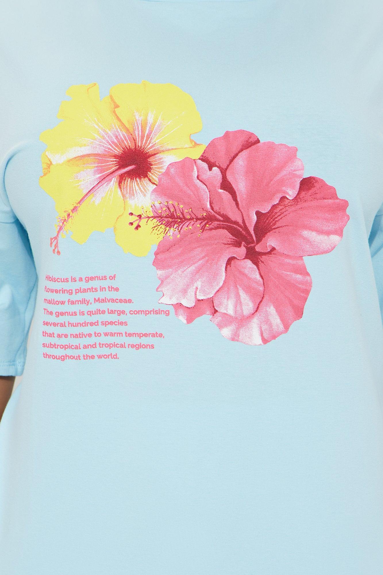 Flower Besties Lounge Biker Short Set - Light Blue Product Image