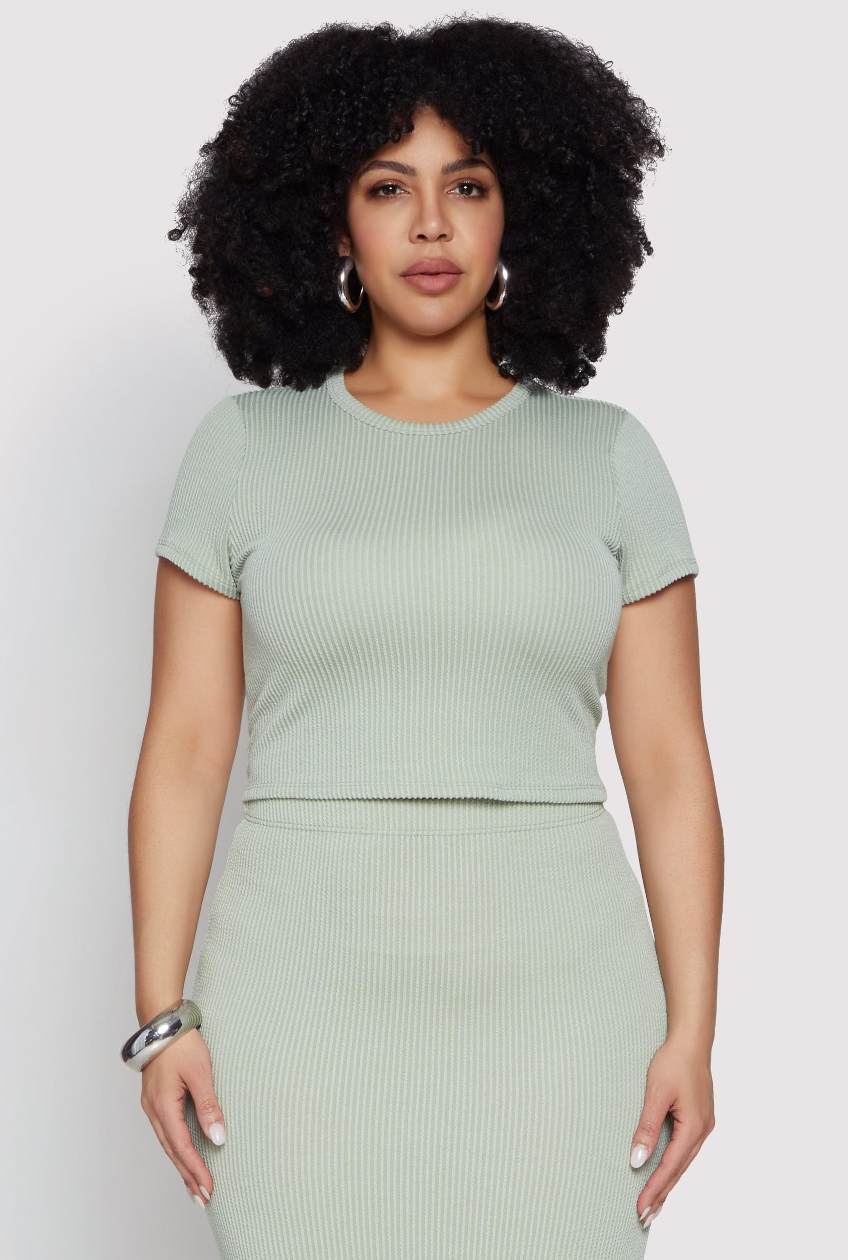 Womens Plus Size Almost Famous Ribbed Knit Crop Top Product Image