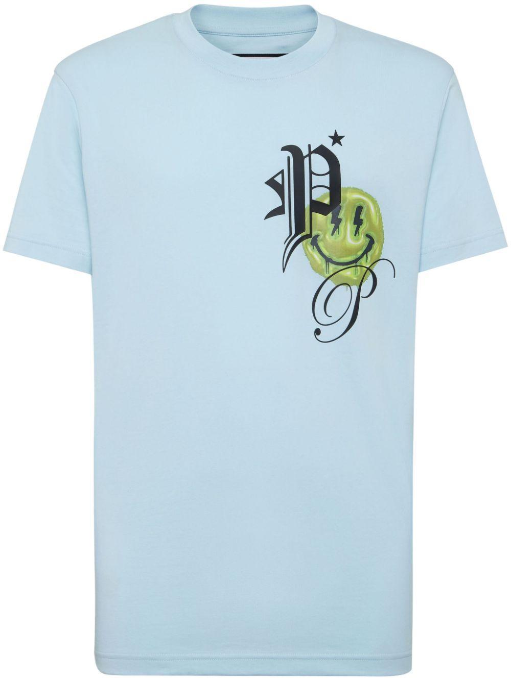 PHILIPP PLEIN Smile Cotton-jersey T-shirt In Blue Product Image