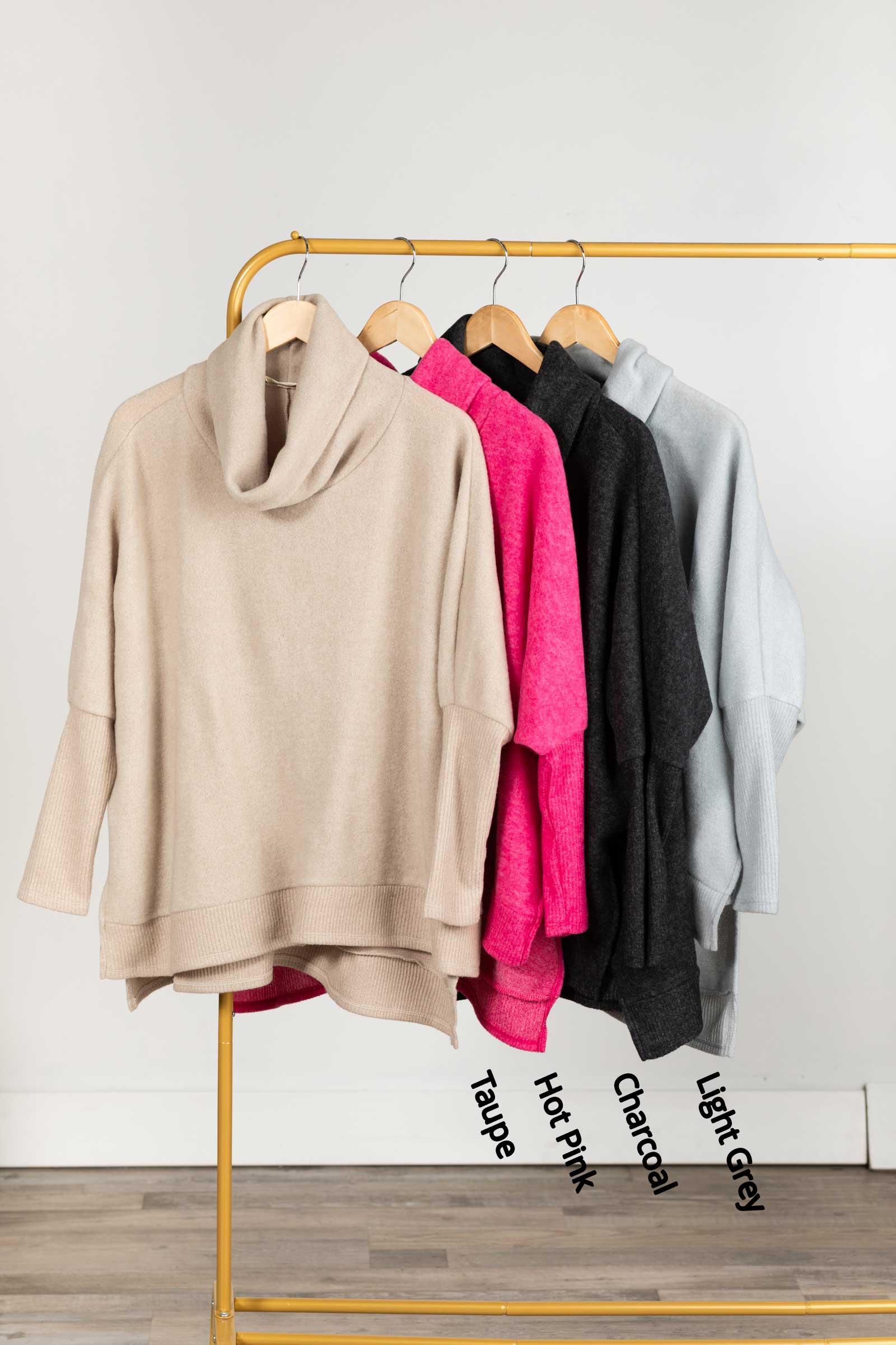 Cowl Neck High-Low Knit Tunic Top Product Image