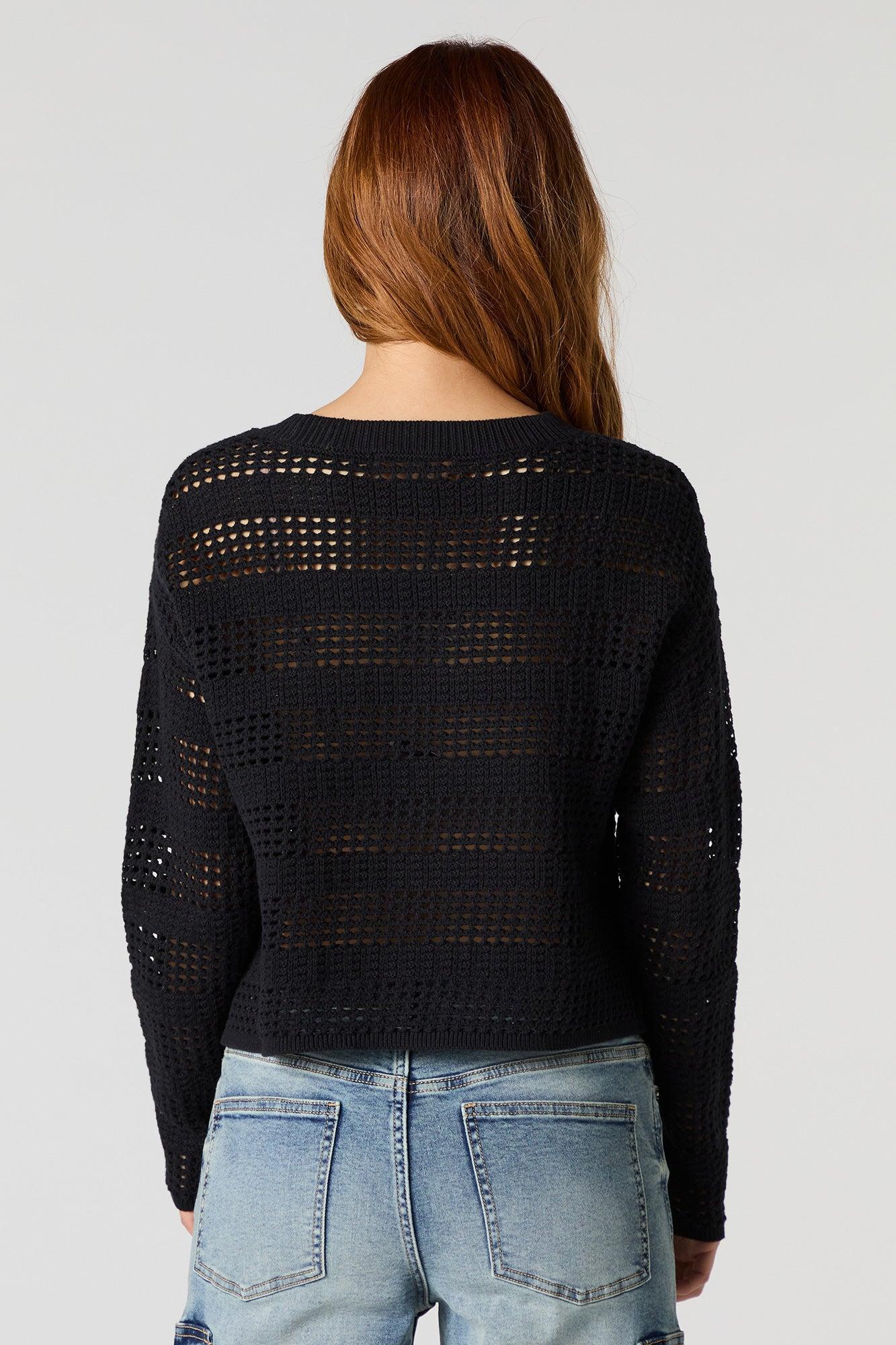 Open Knit Crewneck Sweater Female Product Image