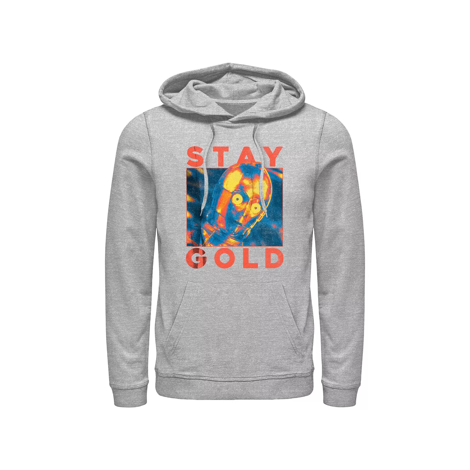 Men's Star Wars C-3PO Stay Gold Graphic Hoodie, Size: XL, Athletic Grey Product Image
