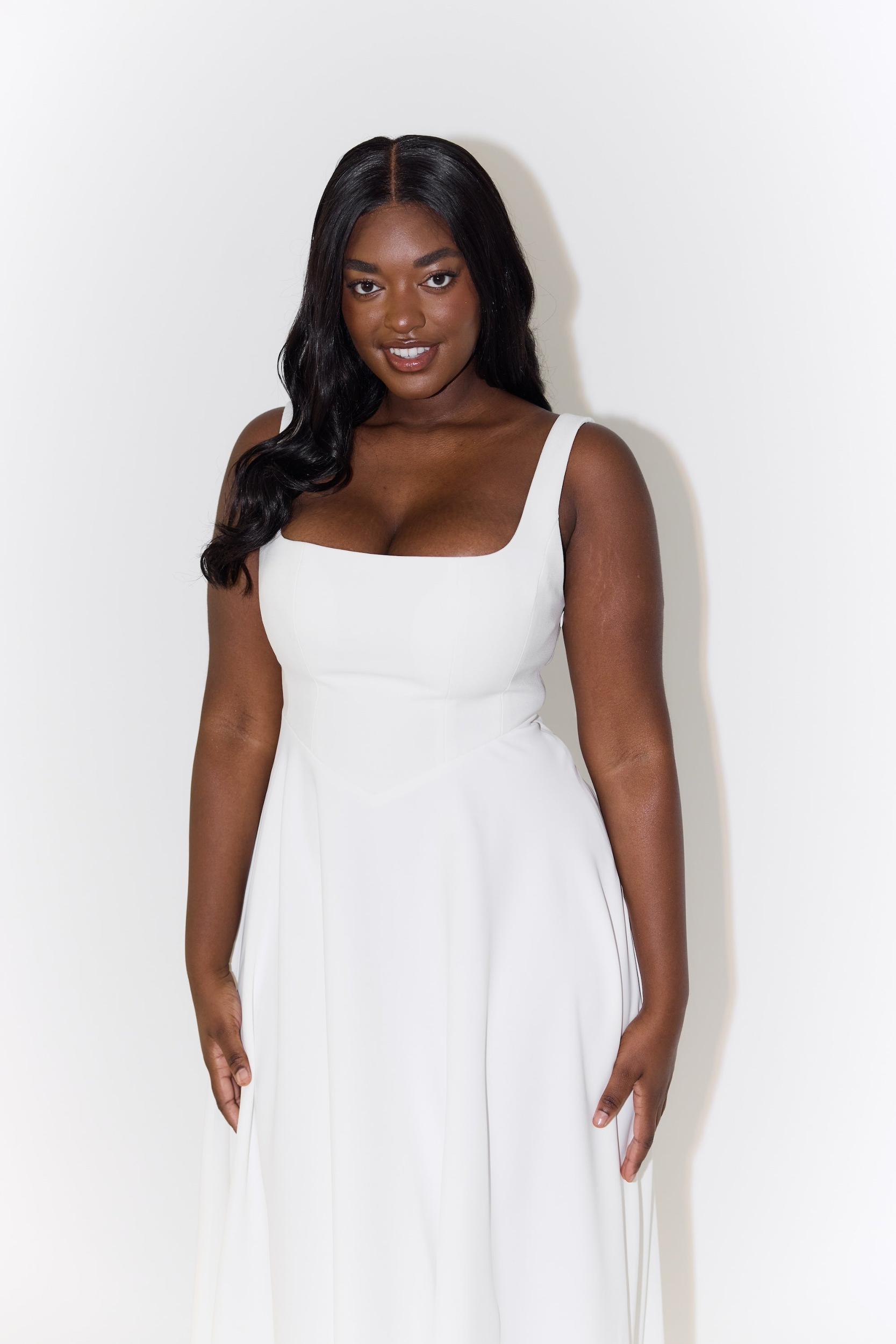 The Ultimate Muse High Waist Square Neck Midi Dress Product Image