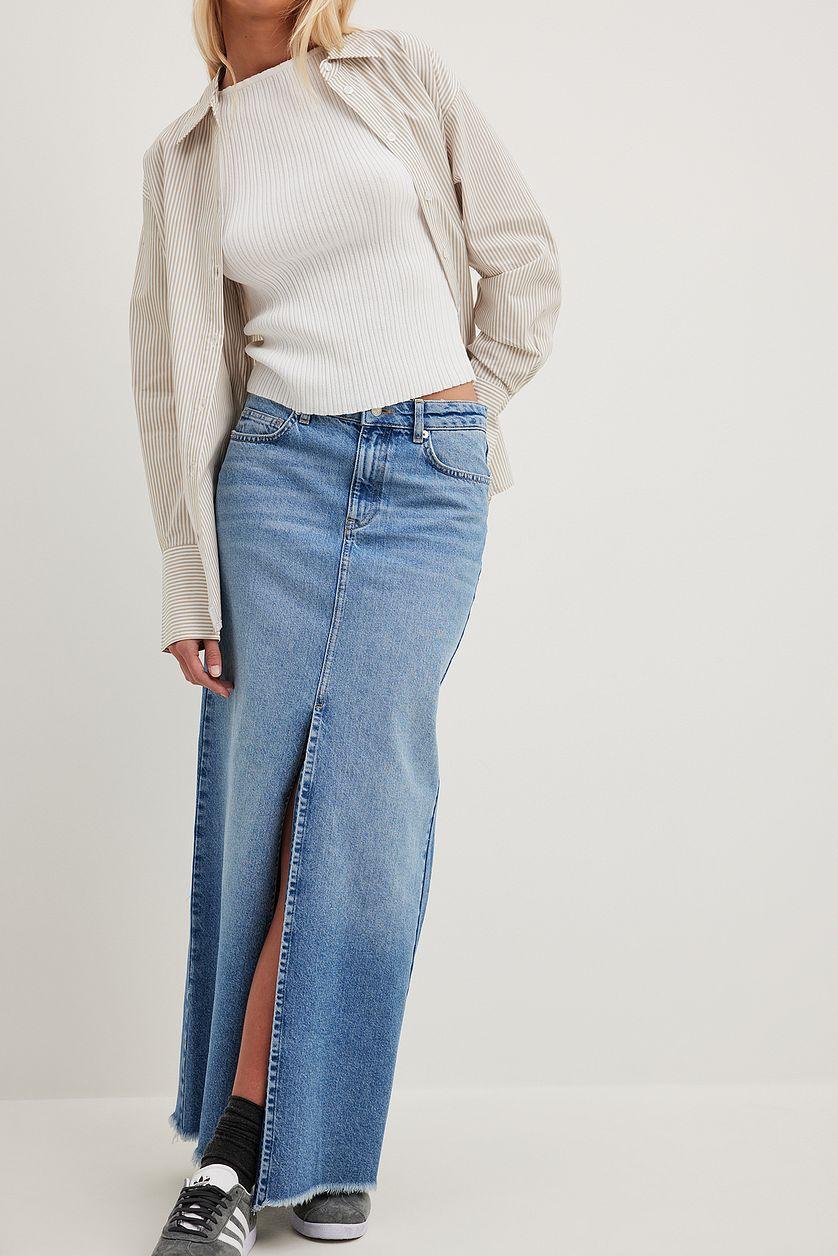 Denim Wide Maxi Skirt Product Image