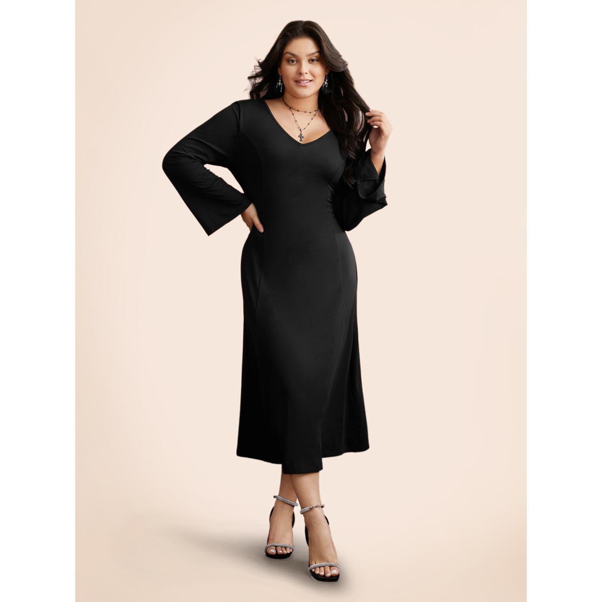 Plus Size Soft Butterfly Cutout Mesh Maxi Dress Black Women Cocktail Texture Party Curvy Bloomchic 28/5X Product Image